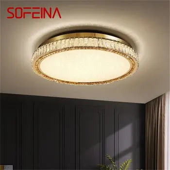 Тавана лампа SOFEINA Postmodern със златен led кръгла хрусталем, декоративни осветителни тела за спалнята, кабинета
