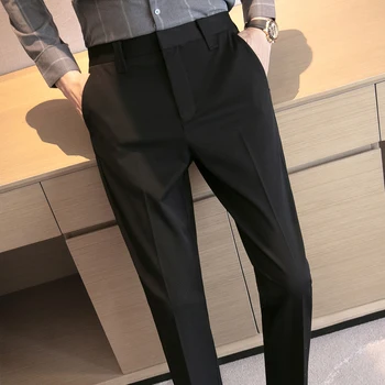 2023 Пролетно-есенен Костюм, Панталон, Висококачествени Мъжки Бизнес плътно Прилепнали панталони, Мъжки Социални Ежедневни панталони, Однотонная облекло L08