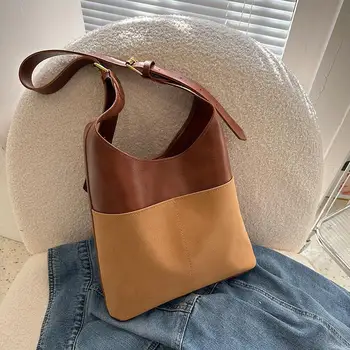 Ретро чанта с голям капацитет, дамски модерна чанта през рамо с едно рамо за жени