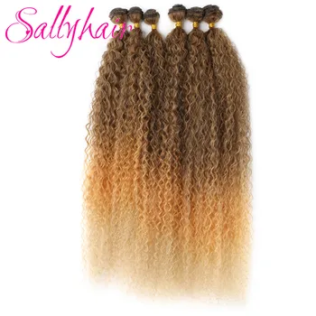 Sallyhair Къдрава, плетене на коса снопчета за изграждане на синтетични косми е Мек светъл цвят Омбре Заплитане на косата гъсти снопове за жени