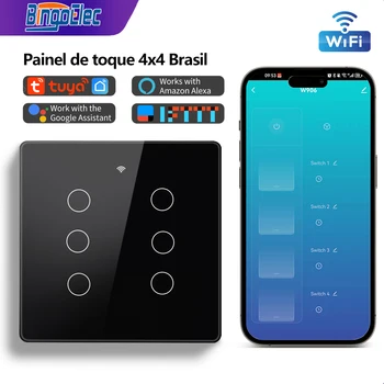Bingoelec Smart wifi Стенен Прекъсвач Светлина САЩ Бразилия Стъклен Панел 1/2/3/4/6 Gang Безжично Дистанционно Управление от Hristo Алекса Google Home