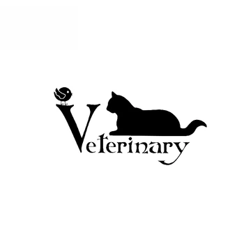 Ветеринарна стикер за животни, Стикер за домашни любимци, Vinyl Стикер за автомобил, Черно, Сребристо 14,3 СМ * 7,4 СМ