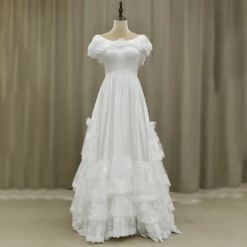 #3149 РЕАЛНИ СНИМКИ ОТ FANWEIMEI Винтажное Диференцирани Сватбена рокля Трапецовидна форма в стил Империя с дълги ръкави и Принцеса Виктория, Сватбени рокли