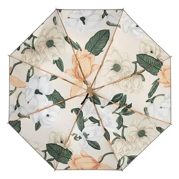Сгъваем чадър ръчно сгъване, двуслойни Titanium Silver Слънцезащитен Водоустойчив Ветрозащитный Луксозен бизнес чадър с двойно предназначение