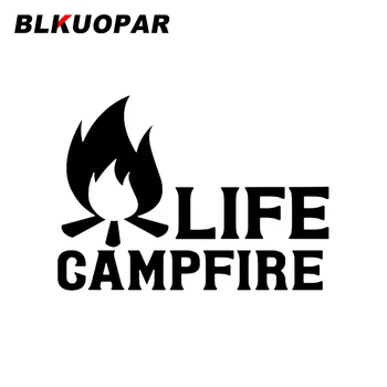 BLKUOPAR Life Camp Fire Art Текстов Силует на Колата Стикер Със Защита От Надраскване Стикер С Графика Щанцоване на Багажника на Мотоциклет Автомобилни Аксесоари