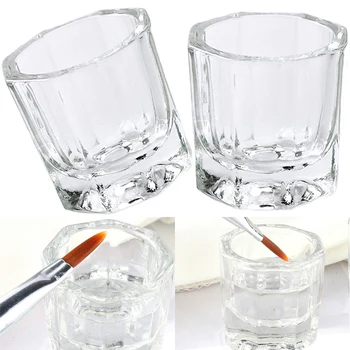 Чаша за нокти, акрил Течна Захар, контейнер от прозрачно стъкло, Кристал Купа за Маникюр