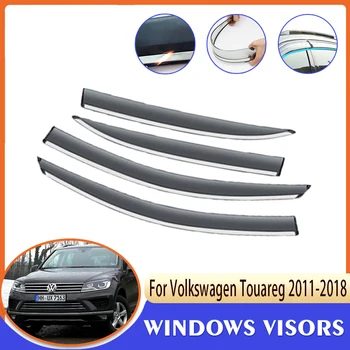 Дефлектор на Предното Стъкло За Volkswagen VW Touareg 7P 2011 ~ 2018 Аксесоари 4x Козирка на Страничните Прозорци на Автомобила От Слънце, Дъжд, Дим, Защитно покритие 2012